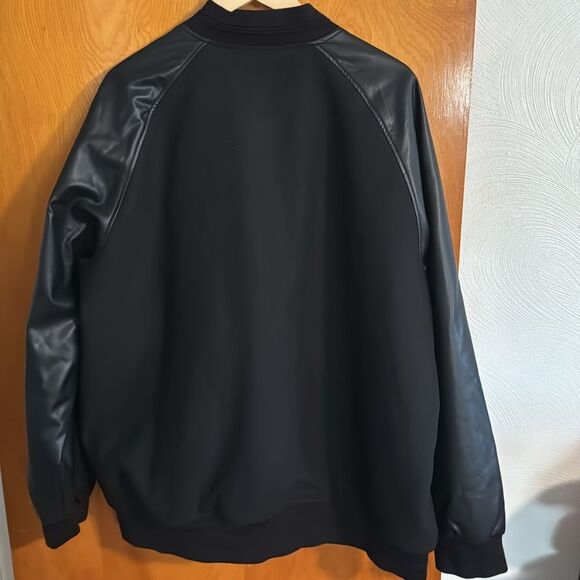 Black Bomber Jacket Mens 2XL Shaq Wool Blend - Picture 3 of 3